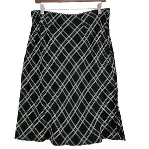 Vtg Y2K Aeropostale A-Line Plaid‎ Skirt L Black White Lace Trim Grunge Academia
